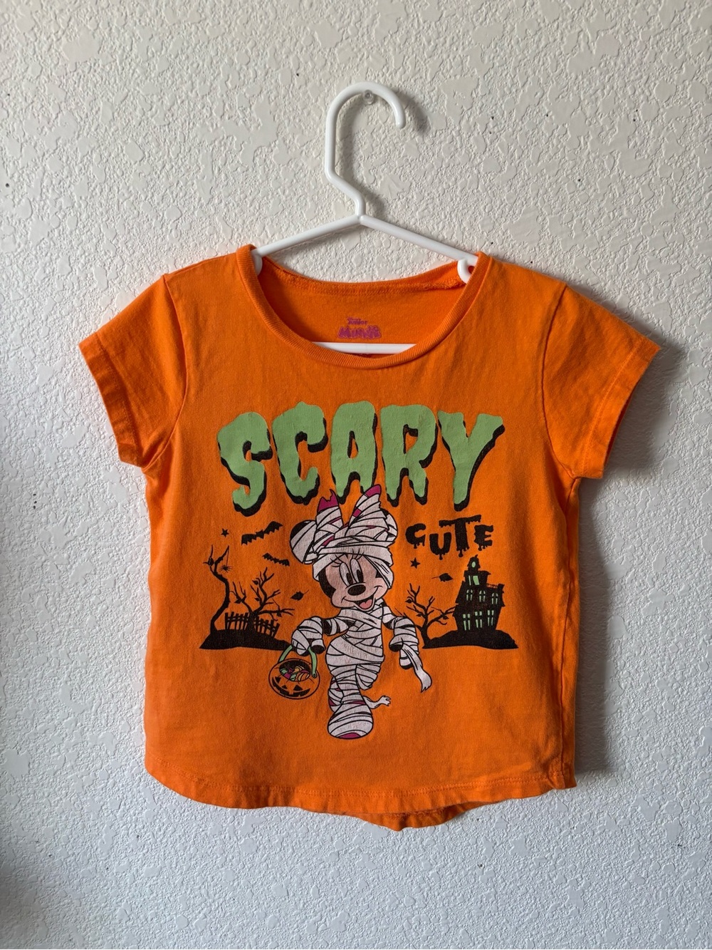Disney Junior Girls' Minnie Mouse Mummy Halloween Orange T-Shirt Size 6